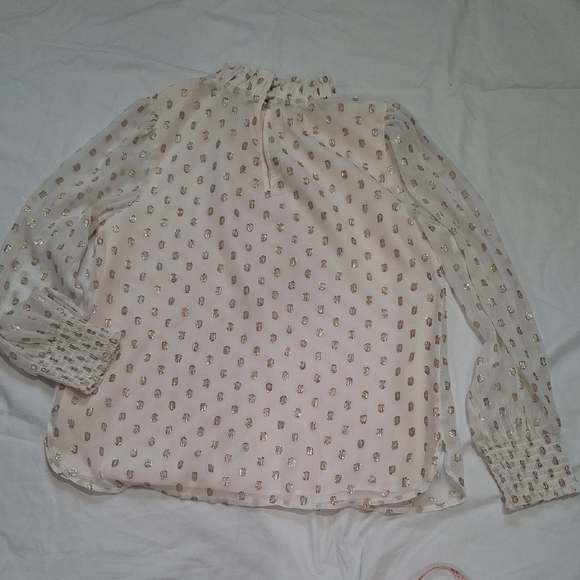 LOFT Cream Puff Sleeve Blouse with Peter Pan Collar - Picture 10 of 12